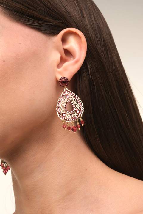 Серьги Кристалл, розовый · Preciosa, 5,5 см
