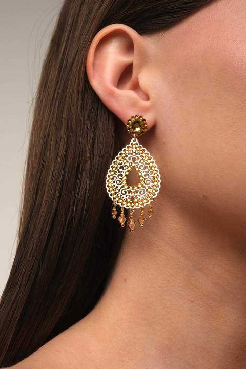 Серьги Кристалл, жёлтый · Preciosa, 5,5 см